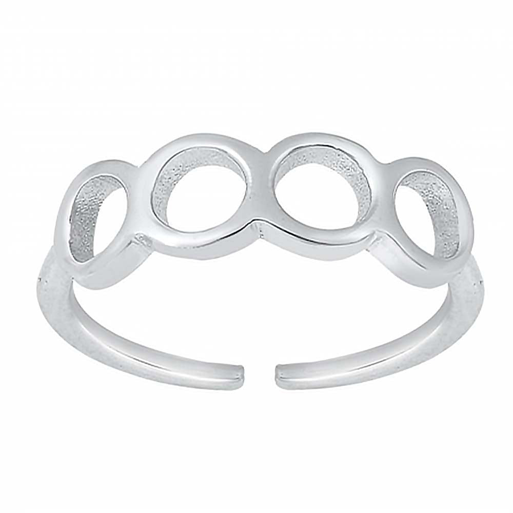 Sterling Silver Rhodium Plated Circles Toe Ring