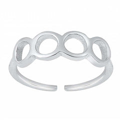 Sterling Silver Rhodium Plated Circles Toe Ring
