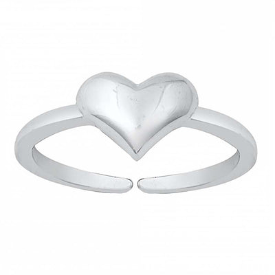 Sterling Silver High Polish Finished Heart Toe Ring