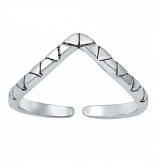 Sterling Silver Rhodium Plated V Snake Toe Ring