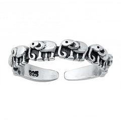 Sterling Silver Oxidized Finish Elephants Toe Ring