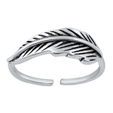Sterling Silver Oxidized Feather Toe Ring