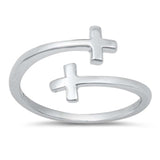 Sterling Silver High Polish Crosses Toe Ring