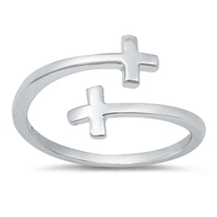 Sterling Silver High Polish Crosses Toe Ring