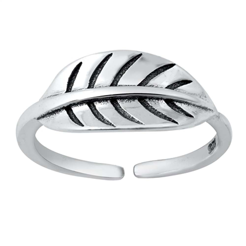 Sterling Silver Oxidized Leaf Toe Ring