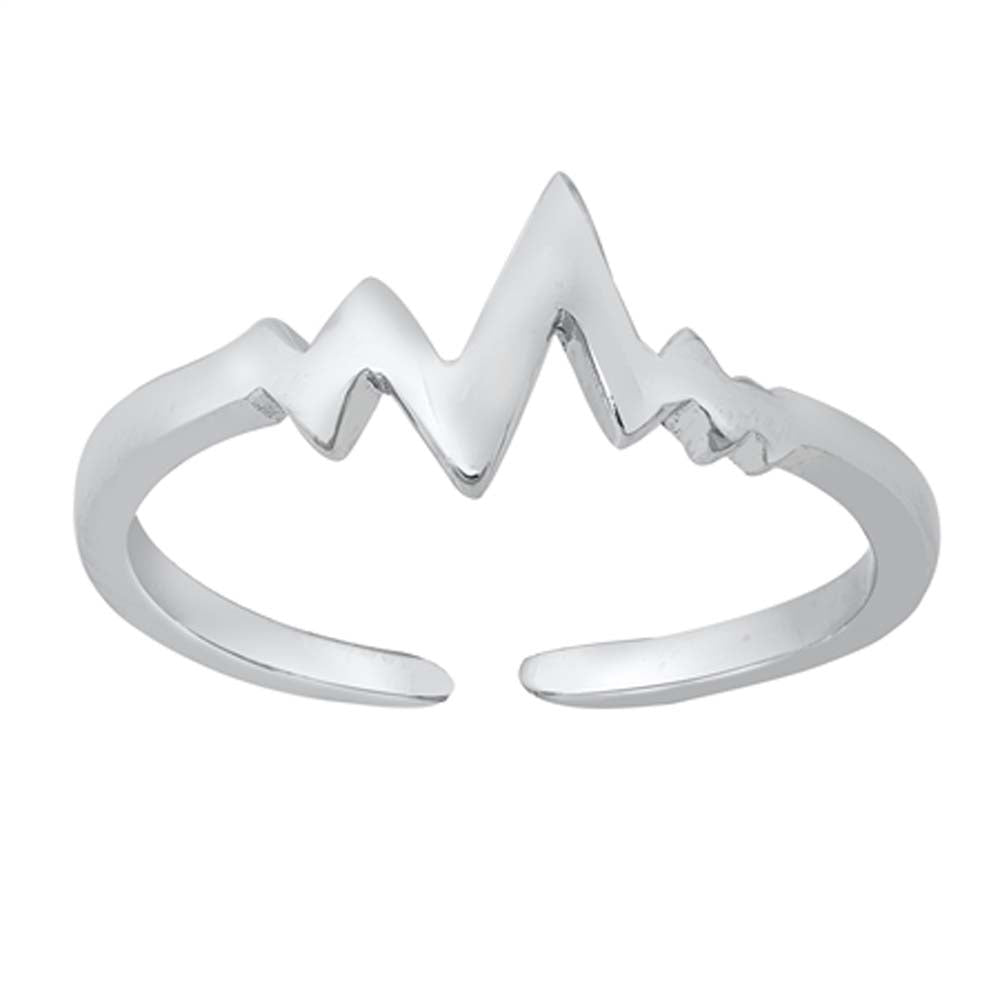 Sterling Silver High Polish Heartbeat Toe Ring