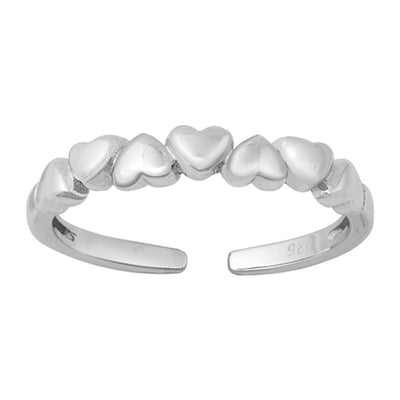 Sterling Silver High Polish Hearts Toe Ring