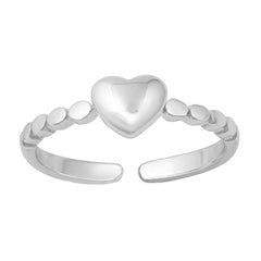 Sterling Silver High Polish Heart Toe Ring