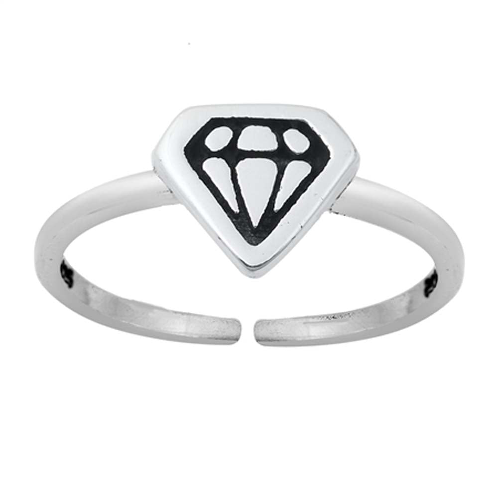 Sterling Silver Oxidized Diamond Toe Ring