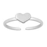 Sterling Silver Rhodium Plated Heart Toe Ring