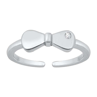 Sterling Silver Polished Bow Toe Ring