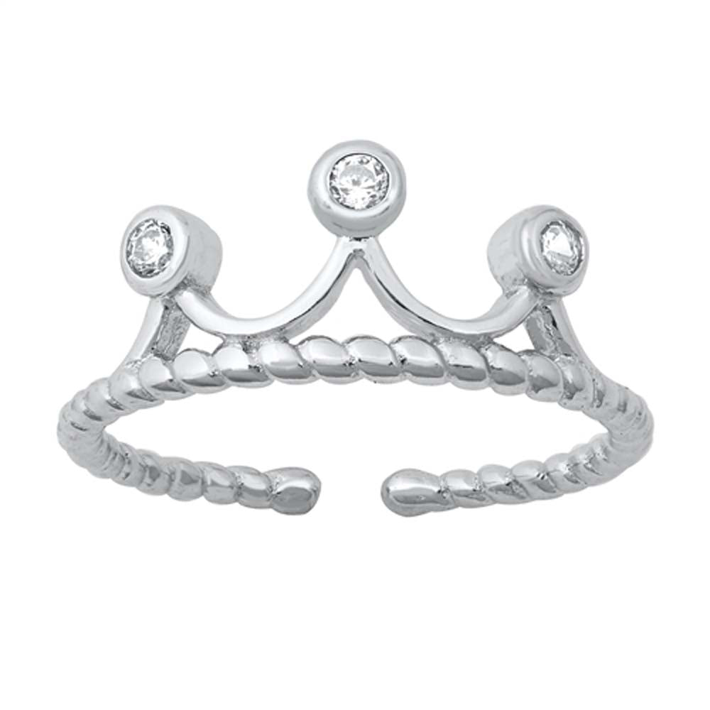 Sterling Silver Polished Crown Toe Ring