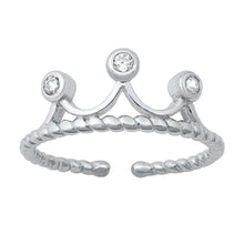 Load image into Gallery viewer, Sterling Silver Polished Crown Toe Ring