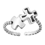 Sterling Silver Oxidized Crosses Toe Ring