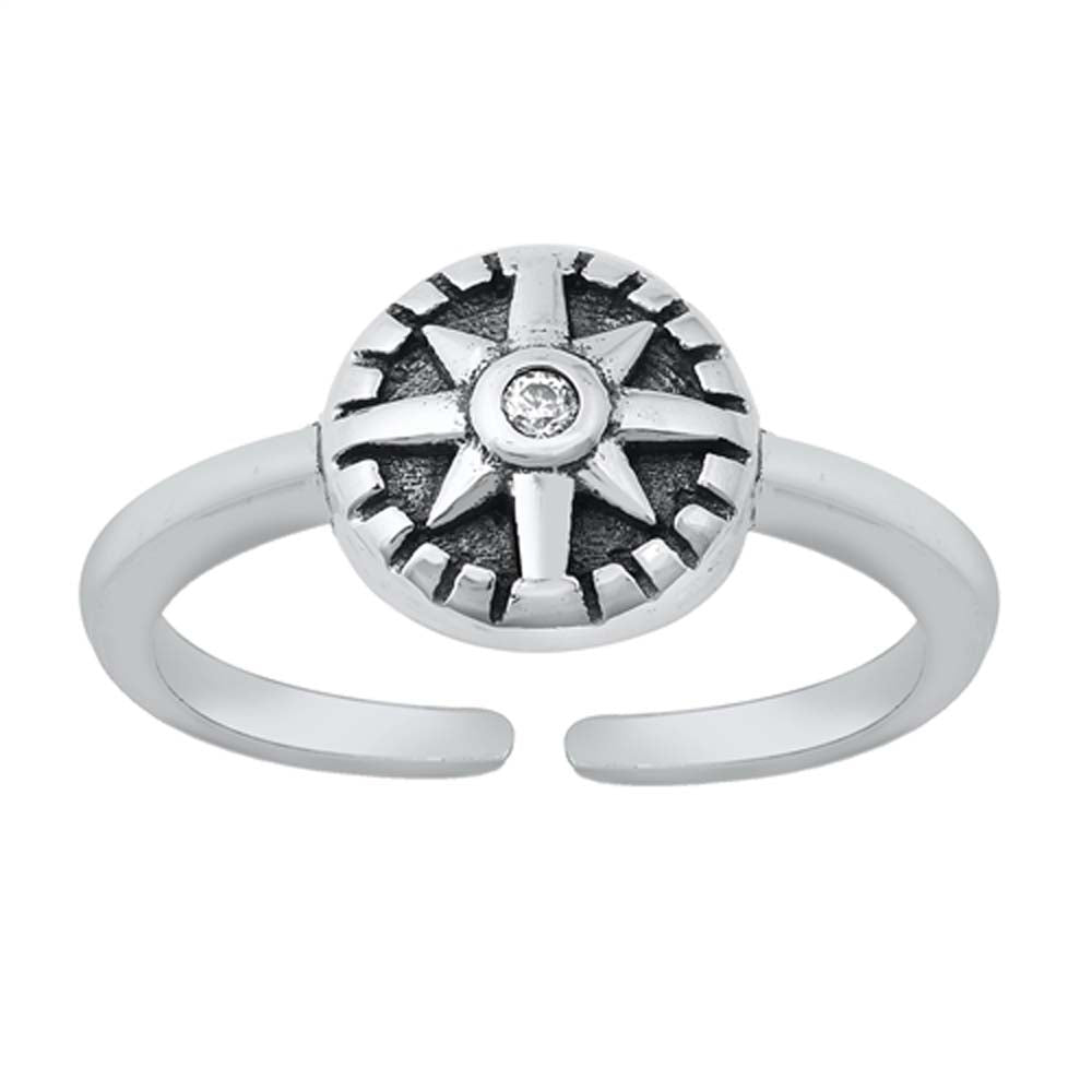 Sterling Silver Oxidized Twinkle Star Toe Ring