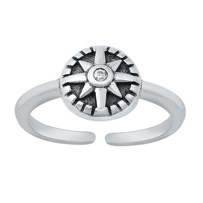 Sterling Silver Oxidized Twinkle Star Toe Ring