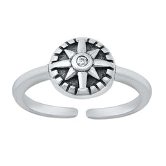 Sterling Silver Oxidized Twinkle Star Toe Ring