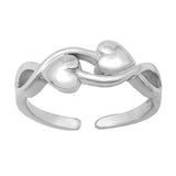 Sterling Silver High Polish Hearts Toe Ring