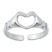 Load image into Gallery viewer, Sterling Silver Rhodium Plated Heart Hands Toe Ring