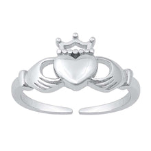 Load image into Gallery viewer, Sterling Silver Rhodium Plated Claddagh Toe Ring