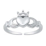 Sterling Silver Rhodium Plated Claddagh Toe Ring