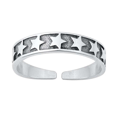 Sterling Silver Oxidized Stars Toe Ring