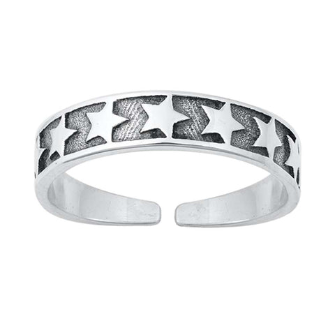 Sterling Silver Oxidized Stars Toe Ring