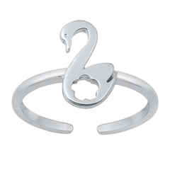 Sterling Silver Rhodium Plated Swan Toe Ring