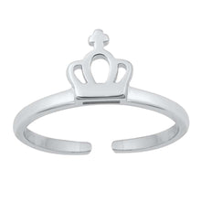 Load image into Gallery viewer, Sterling Silver Rhodium Plated Crown Toe Ring