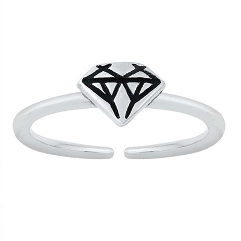 Sterling Silver Oxidized Diamond Toe Ring