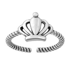 Sterling Silver Oxidized Crown Toe Ring
