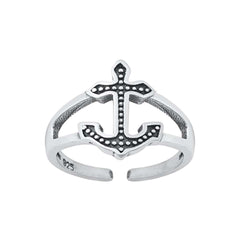 Sterling Silver Oxidized Anchor Toe Ring