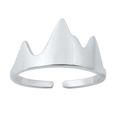 Sterling Silver Rhodium Plated Mountains Toe Ring