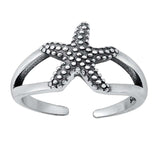 Sterling Silver Oxidized Starfish Toe Ring