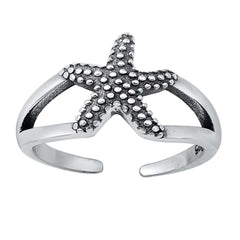 Sterling Silver Oxidized Starfish Toe Ring