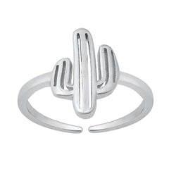 Sterling Silver Rhodium Plated Cactus Toe Ring
