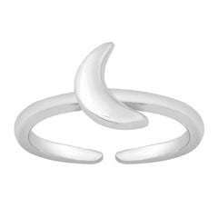 Sterling Silver Rhodium Plated Crescent Moon Toe Ring