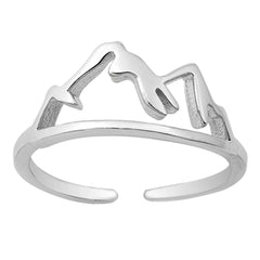 Sterling Silver Rhodium Plated Mountains Toe Ring