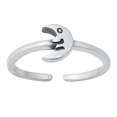 Sterling Silver Oxidized Crescent Moon Toe Ring