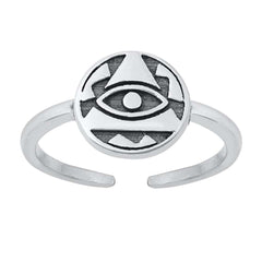 Sterling Silver Oxidized Eye of Providence Toe Ring