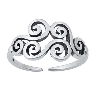 Sterling Silver Oxidized Wind Symbol Toe Ring
