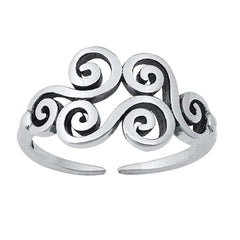 Sterling Silver Oxidized Wind Symbol Toe Ring