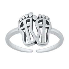 Load image into Gallery viewer, Sterling Silver Oxidized Feet Toe Ring