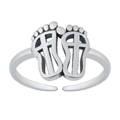 Sterling Silver Oxidized Feet Toe Ring