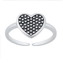 Load image into Gallery viewer, Sterling Silver Oxidized Polka Dot Heart Toe Ring