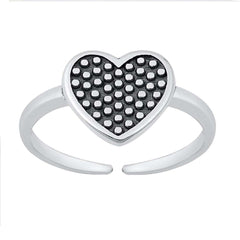 Sterling Silver Oxidized Polka Dot Heart Toe Ring