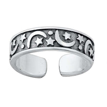 Load image into Gallery viewer, Sterling Silver Moon And Stars Toe Ring