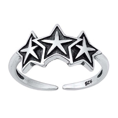 Sterling Silver Oxidized Stars Toe Ring