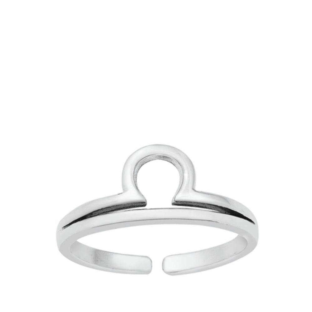 Sterling Silver Libra Zodiac Sign Toe Ring - silverdepot