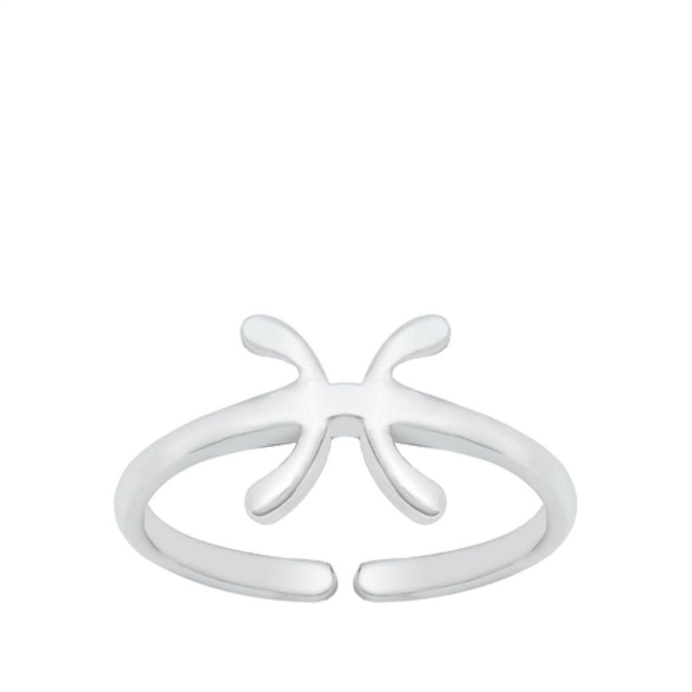 Sterling Silver Pisces Zodiac Sign Toe Ring - silverdepot
